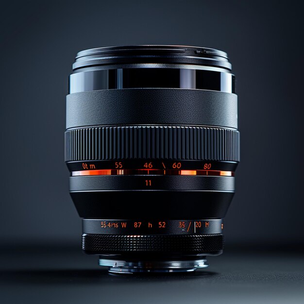 Foto la lente sony 85mm f10 gm con un tamaño de lente loco y grande fue tomada con fondo oscuro.