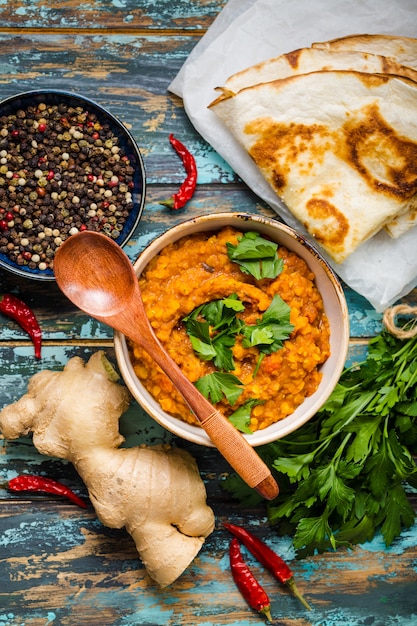 Foto lentejas indias tradicionales dal