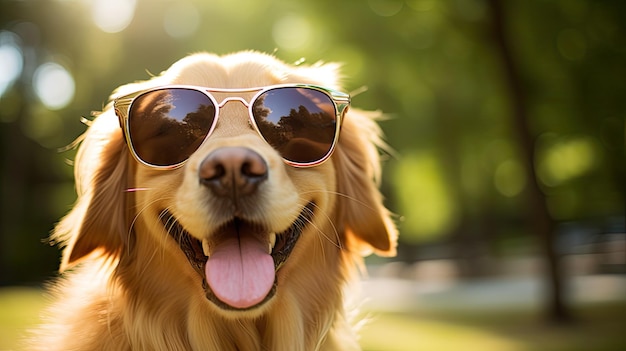 Lentes de sol elegantes para el golden retriever