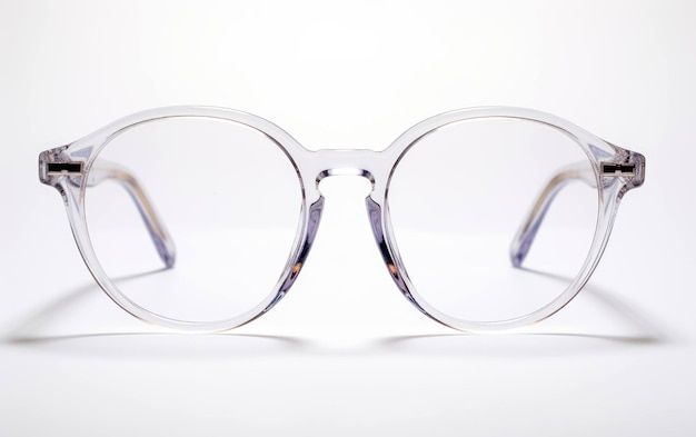 Lentes transparentes elegantes sobre un fondo blanco