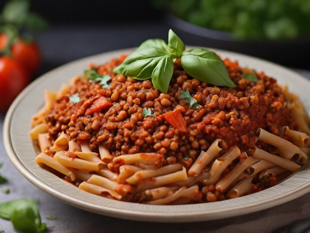 Lentil Bolognese saudável Uma delícia vegana