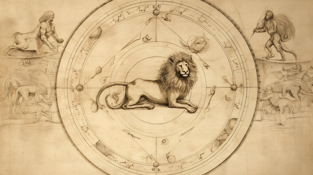 Leo Signo del zodiaco León horóscopo astrología ilustración fondo de pantalla diseño AI generativa