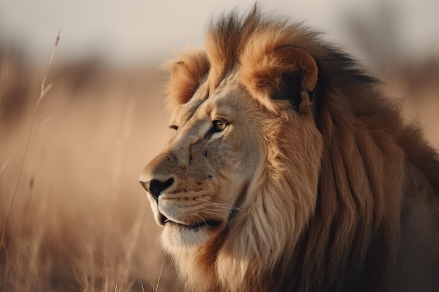 Un león adulto en la sabana