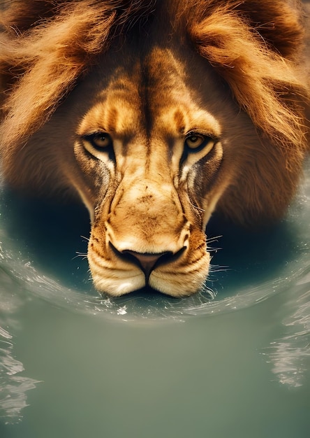 Un león en el agua con la palabra león en él