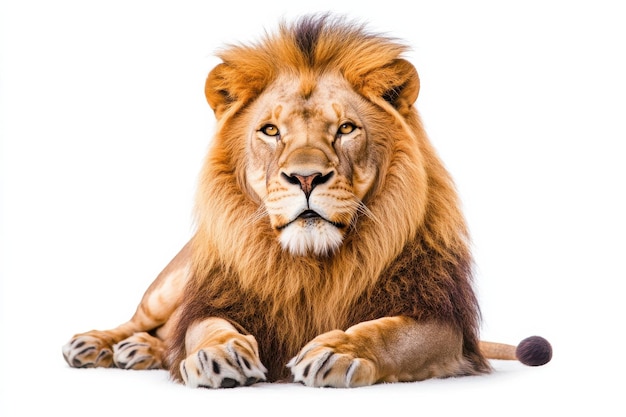 El león aislado sobre un fondo blanco