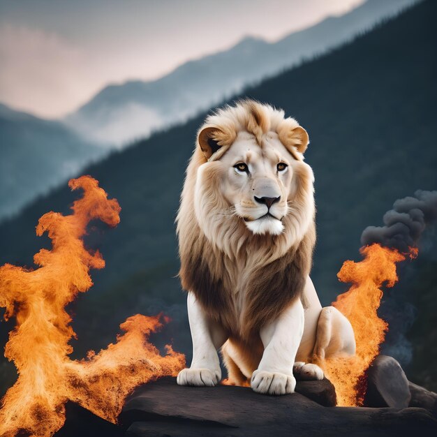 Foto el león blanco.