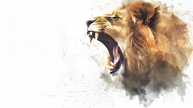 un león con la boca abierta y la palabra león en el lado