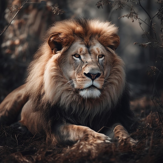 Un león en el bosque