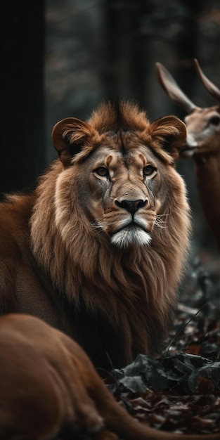 Un león con la cara blanca