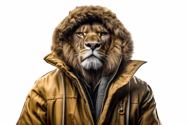un león con una chaqueta