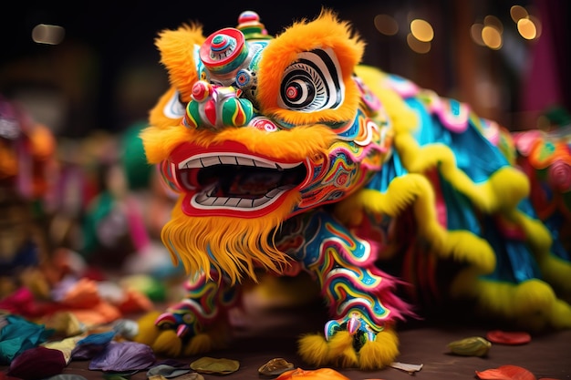 León chino colorido tradicional