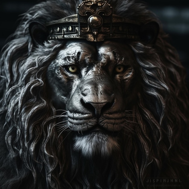 Un león con una corona y una corona.