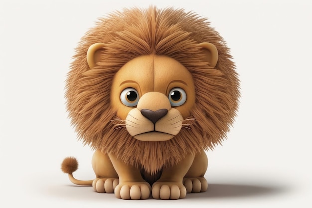 Un león de dibujos animados con una gran melena marrón y una gran nariz marrón.