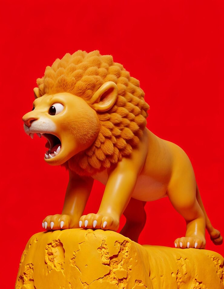 El león de dibujos animados rugiendo