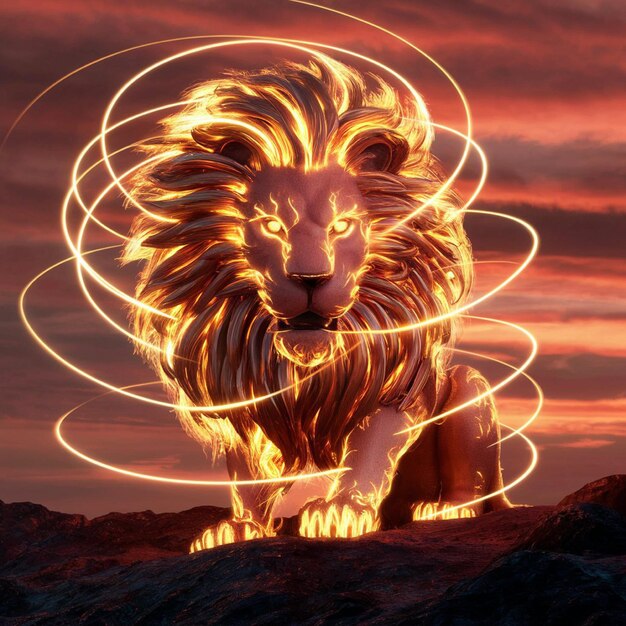 Foto un león con una espiral en el medio