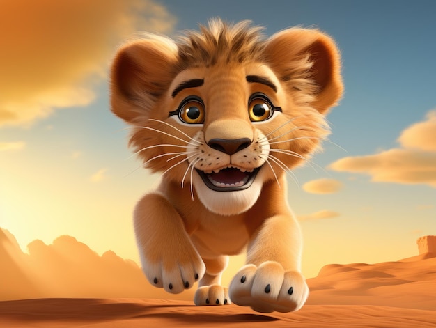 El león de estilo de dibujos animados HD 8K Imagen de fondo de ilustración vectorial