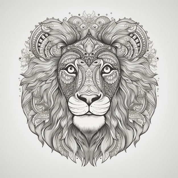 León en estilo mandala Ilustración AI GenerativexA