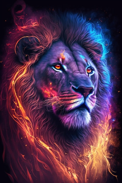 Un león con fuego en él