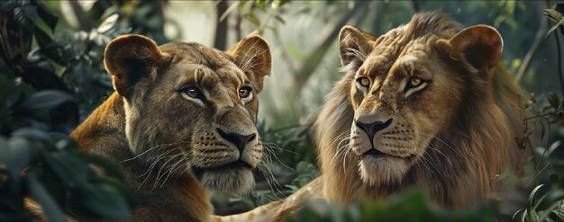 león y leona en la naturaleza