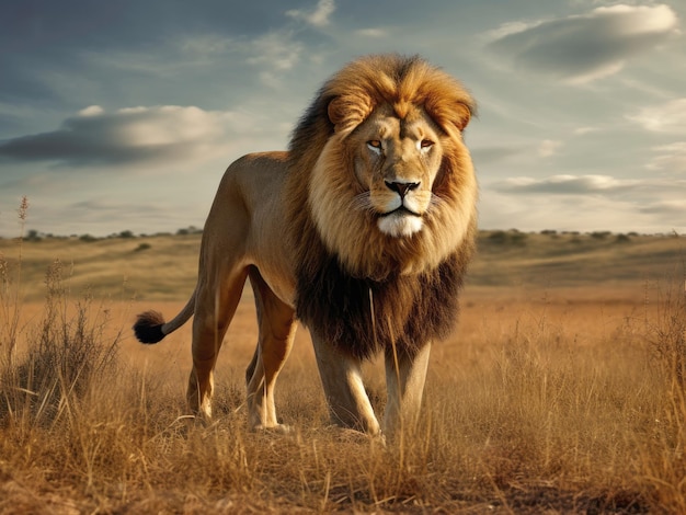 León macho se encuentra en safari