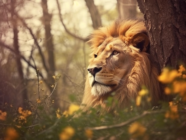 León macho en la naturaleza