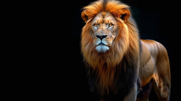 Un león majestuoso con un fondo oscuro