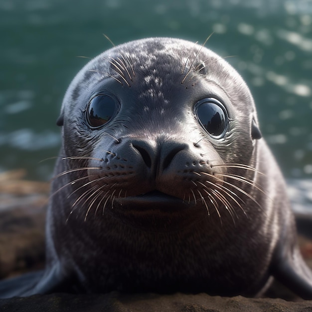 Foto león marino en el mar de cerca