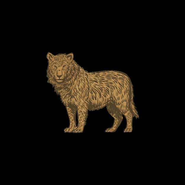Foto un león con una melena amarilla se muestra en la imagen