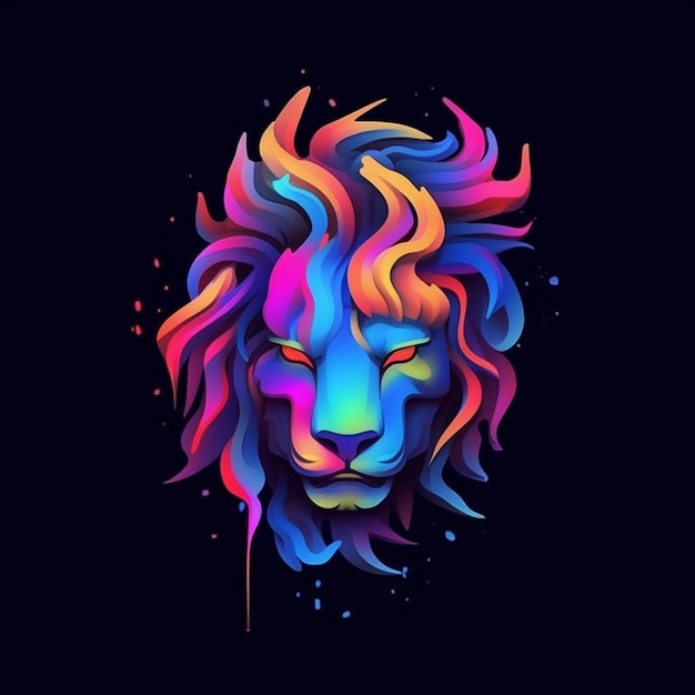 un león con una melena colorida y una melena de pelo.