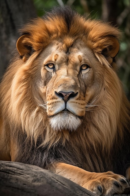 Un león con una melena dorada.