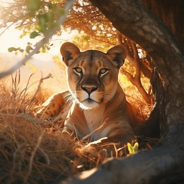 Foto un león en safari