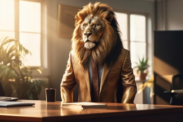 El león con traje y corbata es un ejemplo perfecto del lujo y la elegancia que este animal encarna