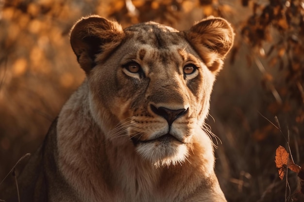 Una leona en estado salvaje en África