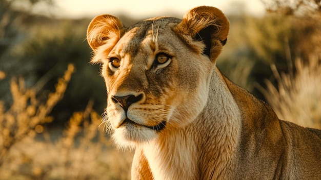 Una leona en estado salvaje en Kenia