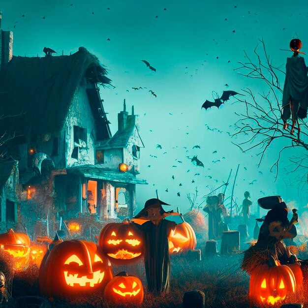 Leonardo AI poderia ajudar na criação de uma cena cativante de Halloween neste projeto