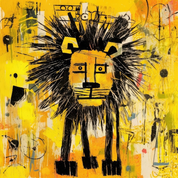 leones expresivo niños animal ilustración pintura álbum recortes dibujado a mano obra linda dibujos animados