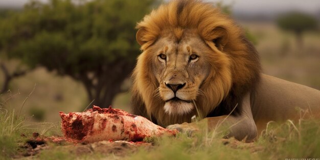 Foto leones salvajes en la sabana