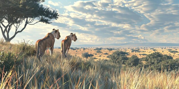 leones en la selva de la sabana IA generativa