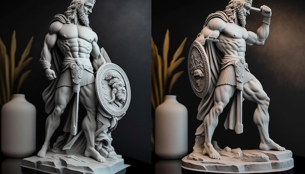 Leonidas grego rei espartano estátua antiga ai gerador de imagem