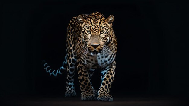 Leopard auf schwarzem Hintergrund Ai Generative