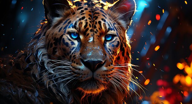 Leopard HD Wallpapers 2019 no estilo da arte de néon