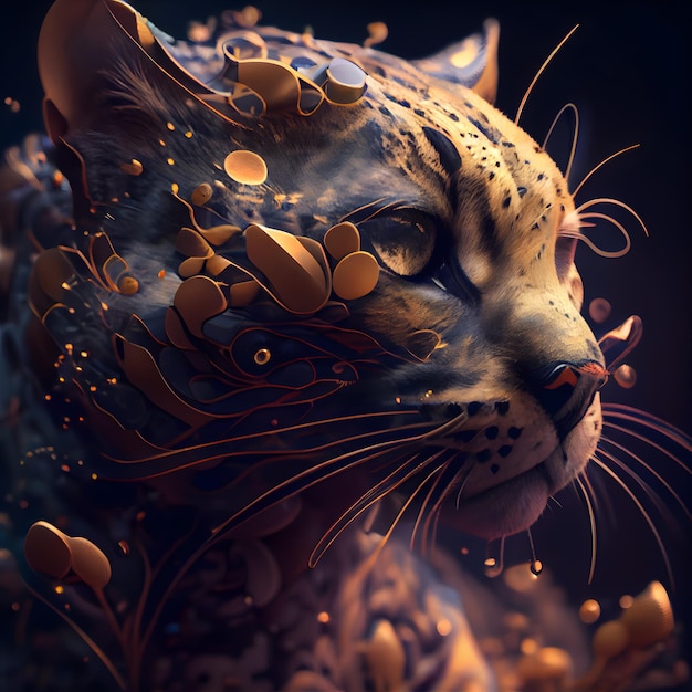 Leopard im Bild einer Fantasietier-3D-Darstellung