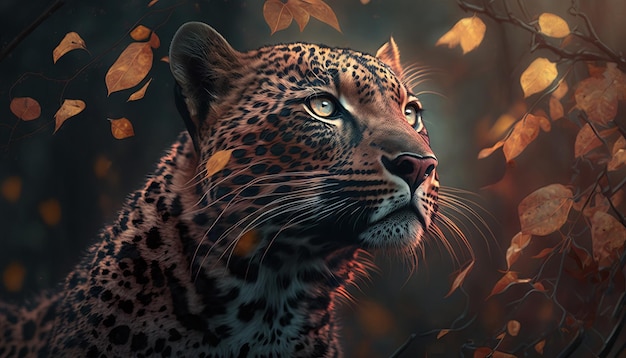 Leopard im Herbstwald Generative KI