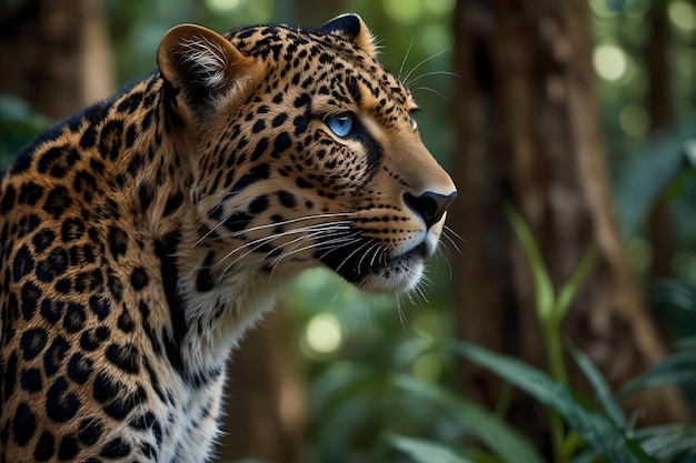 Leopard in Dschungelblättern und tropischen Wäldern ai erzeugt