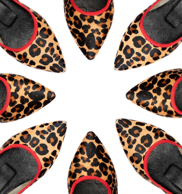 Leopardfrauenschuhe auf Weiß