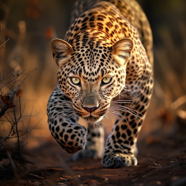 Leopardo a perseguir a câmara.