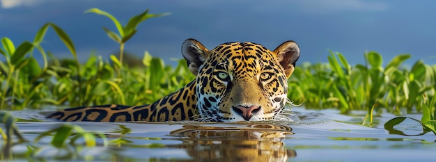 leopardo en el agua AI generado