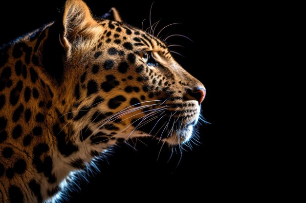 Leopardo de Amur sobre un fondo negro