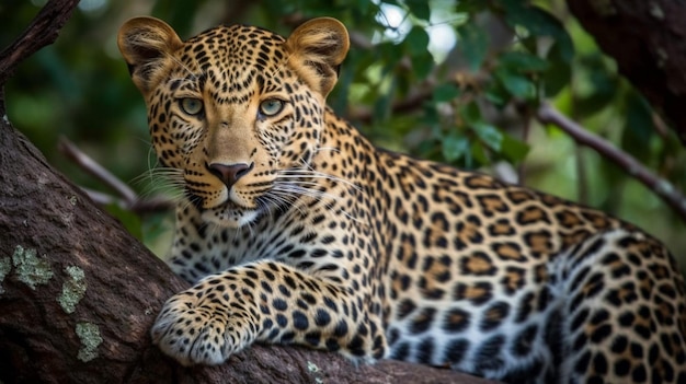 Un leopardo en un árbol en África