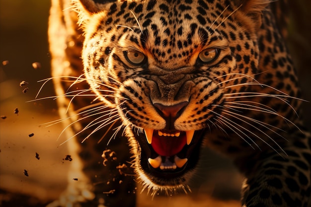 Leopardo cazando antílope en la sabana africana capturando el poder crudo de la intensa presa depredadora